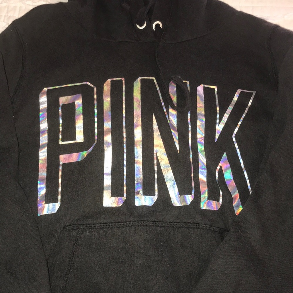 VS pink holographic hoodie